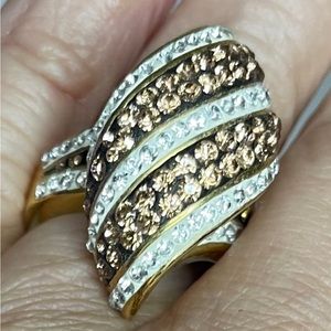 18k bronze and crystal swirl strip ring